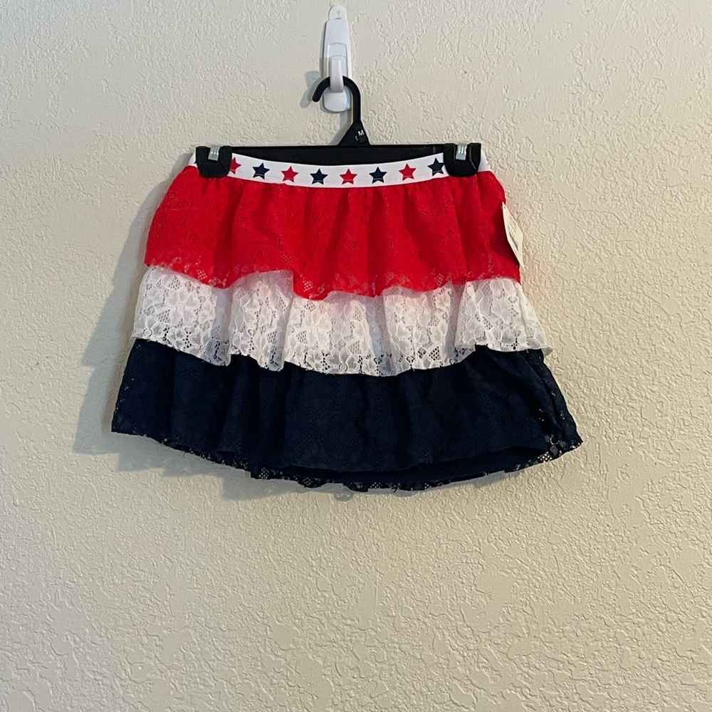 Red, White, and Blue Layered Skirt girls L 10/12